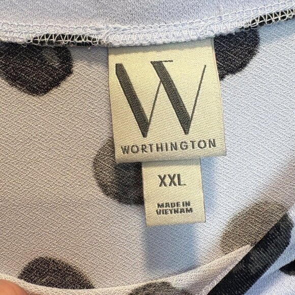Worthington Womens XXL Polka Dot Bell Sleeve Top Light Purple & Black Work - Picture 2 of 7